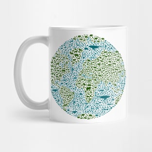 Save the animals, earth globe formed with animals of each continent and sea Mug